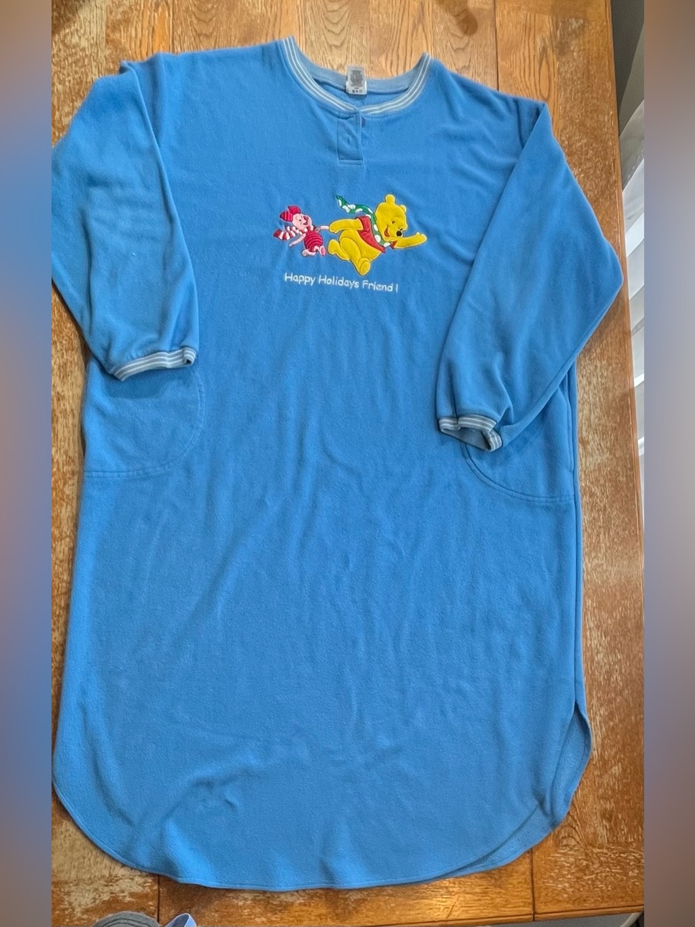 VTG Disney Winnie the Pooh Blue Night Gown "Happy Holidays Friend" Size 2X